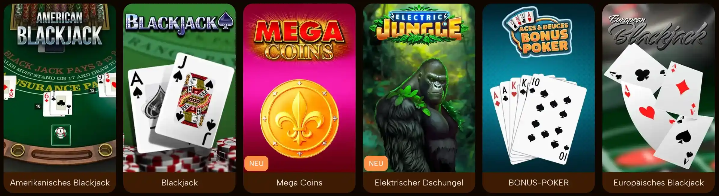 Klassische Tischspiele wie Roulette und Blackjack